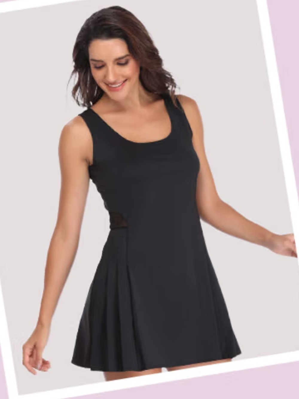 PCGAGA Women's Black Sleeveless Athletic Dress W/Shorts & Pockets